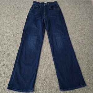 MOTHER The Rambler Zip Ankle Jeans 23 Animal Instinct Dark Wash Wide Straight
